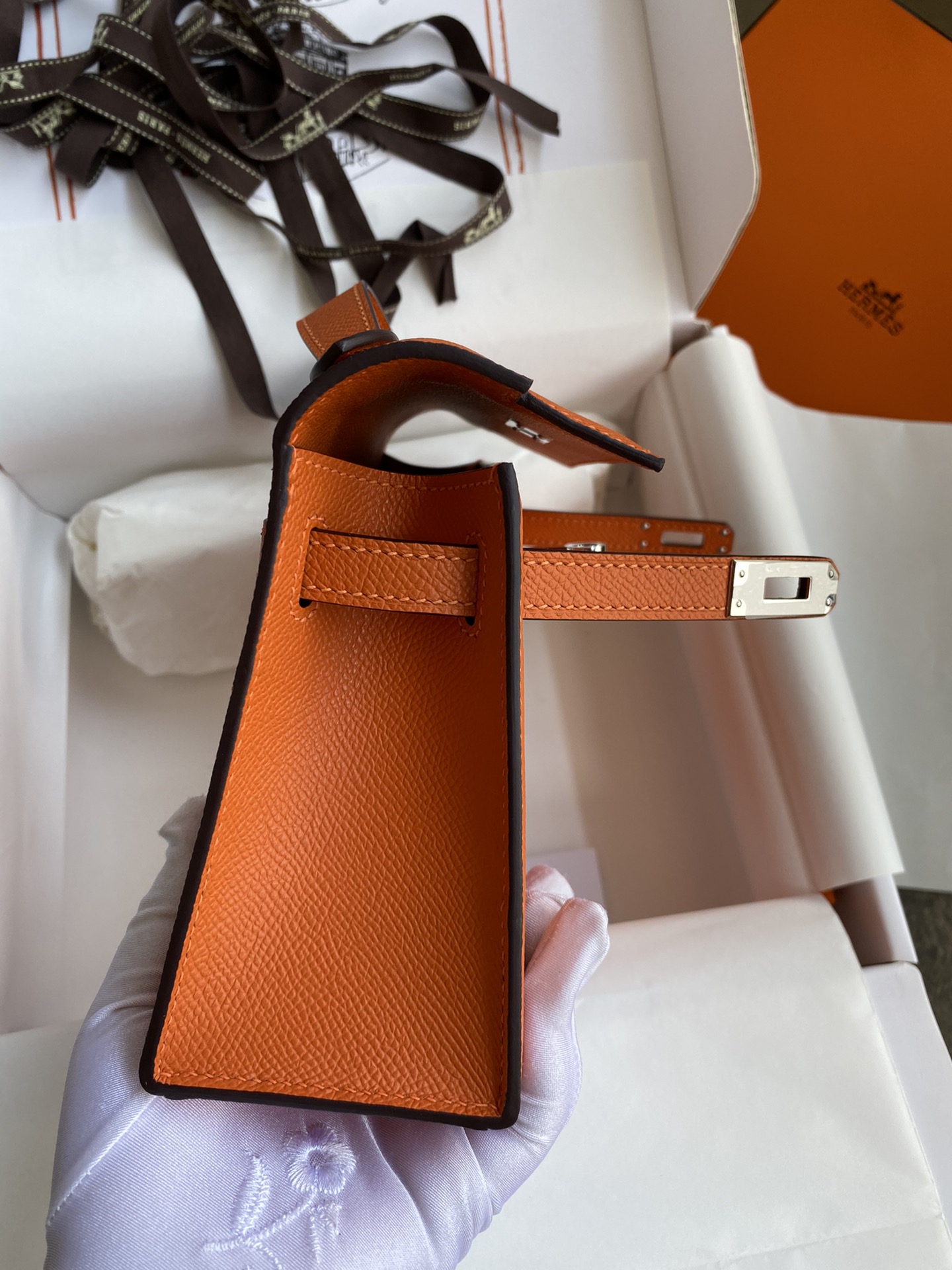 Hermes Mini Kelly Pochette 22cm Bag In Orange Epsom Leather